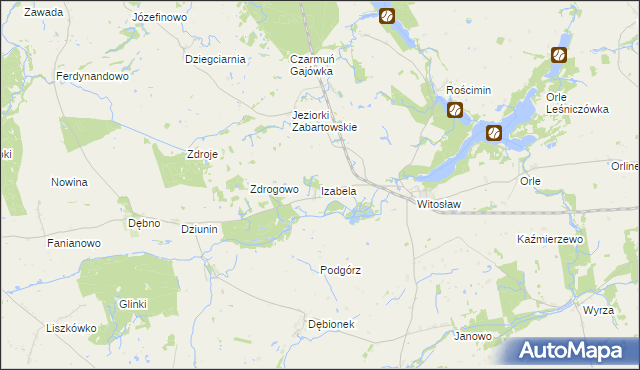 mapa Izabela gmina Mrocza, Izabela gmina Mrocza na mapie Targeo