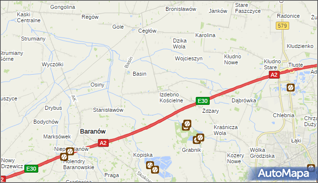 mapa Izdebno Kościelne, Izdebno Kościelne na mapie Targeo