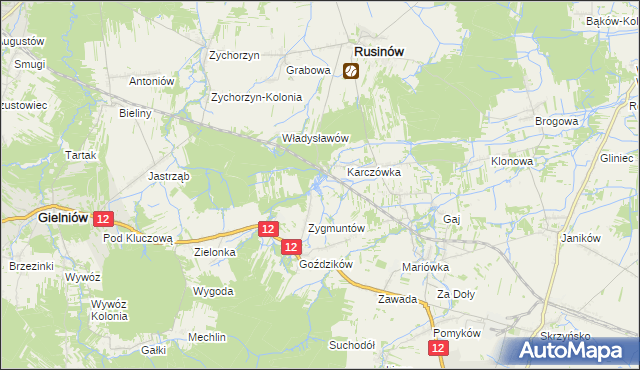 mapa Jabłonna gmina Rusinów, Jabłonna gmina Rusinów na mapie Targeo