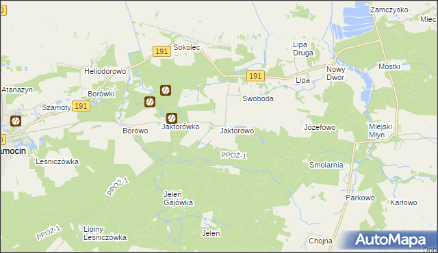 mapa Jaktorowo, Jaktorowo na mapie Targeo