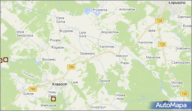 mapa Jakubów gmina Krasocin, Jakubów gmina Krasocin na mapie Targeo