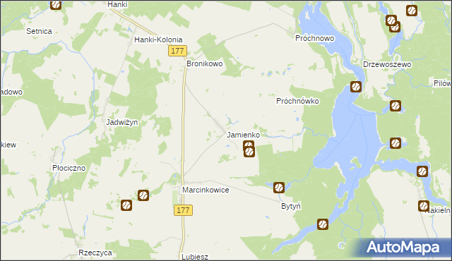 mapa Jamienko, Jamienko na mapie Targeo