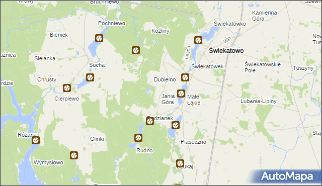 mapa Jania Góra gmina Świekatowo, Jania Góra gmina Świekatowo na mapie Targeo