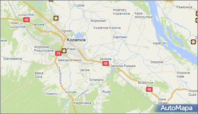 mapa Janików gmina Kozienice, Janików gmina Kozienice na mapie Targeo