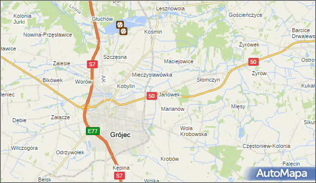 mapa Janówek gmina Grójec, Janówek gmina Grójec na mapie Targeo