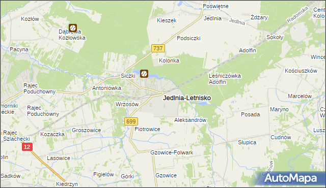 mapa Jedlnia-Letnisko, Jedlnia-Letnisko na mapie Targeo