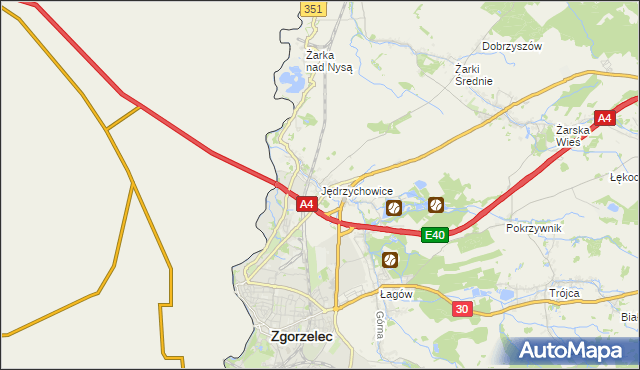 mapa Jędrzychowice gmina Zgorzelec, Jędrzychowice gmina Zgorzelec na mapie Targeo