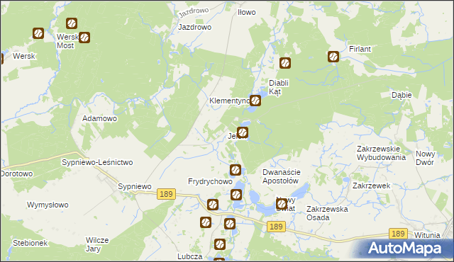 mapa Jeleń gmina Więcbork, Jeleń gmina Więcbork na mapie Targeo