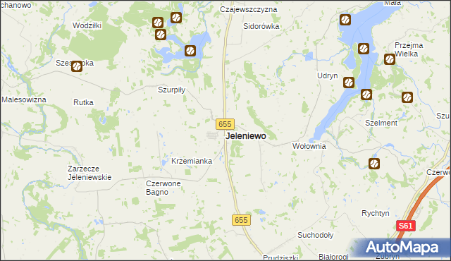 mapa Jeleniewo, Jeleniewo na mapie Targeo