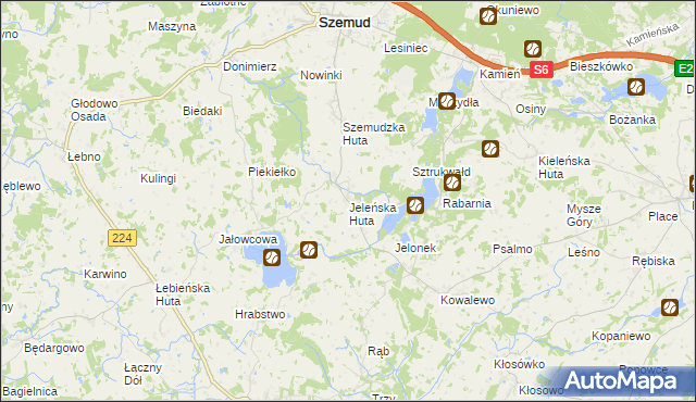 mapa Jeleńska Huta, Jeleńska Huta na mapie Targeo