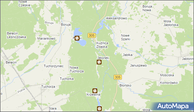 mapa Jelonek gmina Rakoniewice, Jelonek gmina Rakoniewice na mapie Targeo