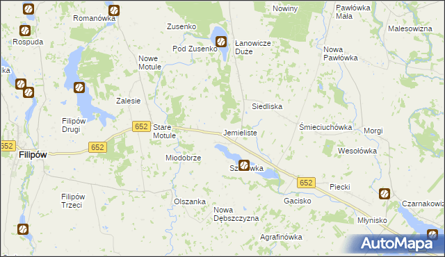 mapa Jemieliste gmina Filipów, Jemieliste gmina Filipów na mapie Targeo