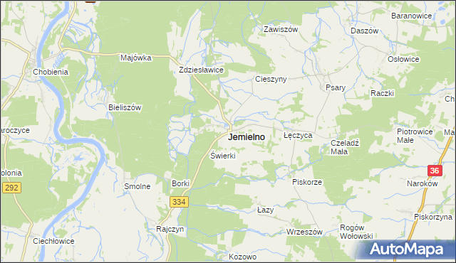 mapa Jemielno, Jemielno na mapie Targeo