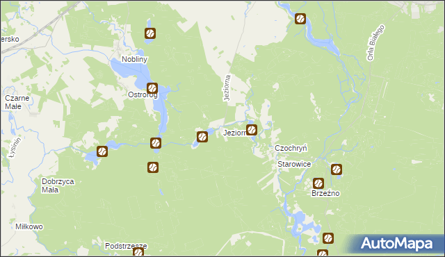 mapa Jeziorna gmina Borne Sulinowo, Jeziorna gmina Borne Sulinowo na mapie Targeo