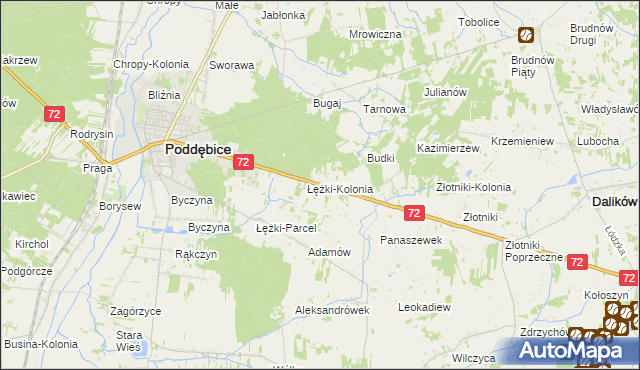 mapa Józefka gmina Poddębice, Józefka gmina Poddębice na mapie Targeo