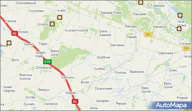 mapa Józefków gmina Gostynin, Józefków gmina Gostynin na mapie Targeo