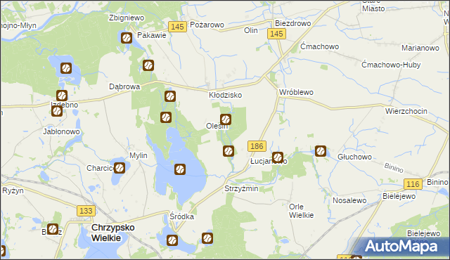 mapa Józefowo gmina Wronki, Józefowo gmina Wronki na mapie Targeo