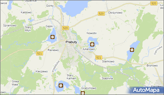 mapa Julianowo gmina Prabuty, Julianowo gmina Prabuty na mapie Targeo