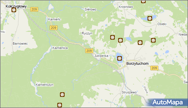 mapa Jutrzenka gmina Borzytuchom, Jutrzenka gmina Borzytuchom na mapie Targeo