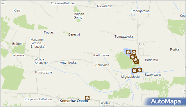 mapa Kadłubiska gmina Komarów-Osada, Kadłubiska gmina Komarów-Osada na mapie Targeo