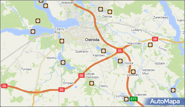 mapa Kajkowo, Kajkowo na mapie Targeo