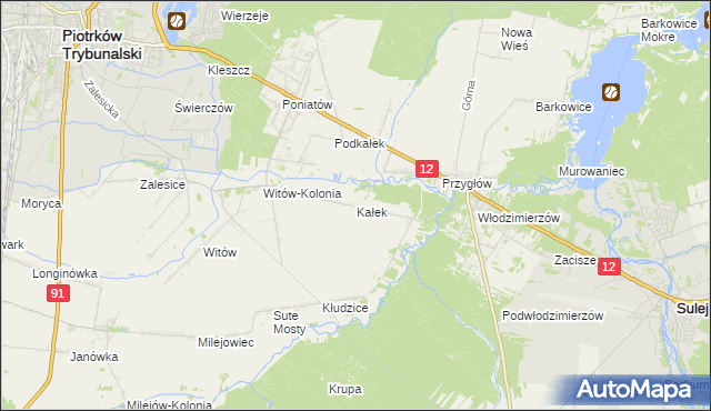 mapa Kałek gmina Sulejów, Kałek gmina Sulejów na mapie Targeo