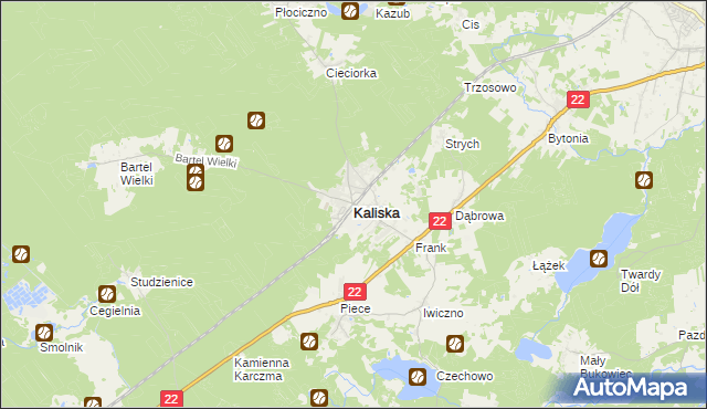 mapa Kaliska powiat starogardzki, Kaliska powiat starogardzki na mapie Targeo