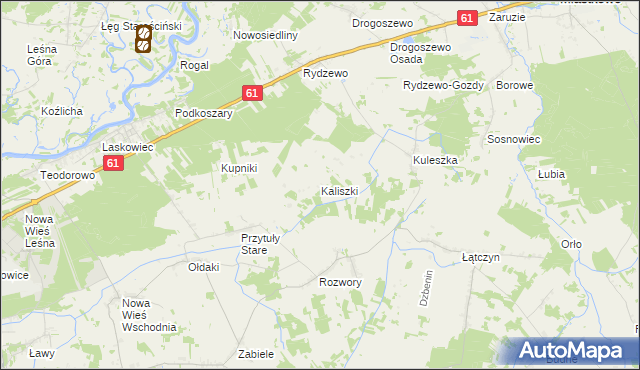mapa Kaliszki gmina Miastkowo, Kaliszki gmina Miastkowo na mapie Targeo