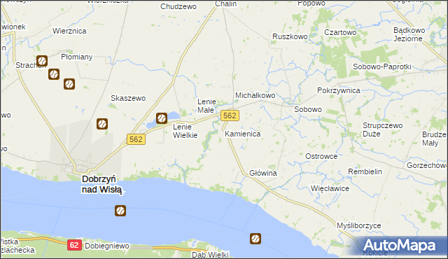 mapa Kamienica gmina Dobrzyń nad Wisłą, Kamienica gmina Dobrzyń nad Wisłą na mapie Targeo