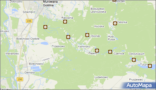 mapa Kamińsko gmina Murowana Goślina, Kamińsko gmina Murowana Goślina na mapie Targeo