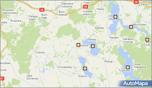 mapa Kamionka gmina Biskupiec, Kamionka gmina Biskupiec na mapie Targeo