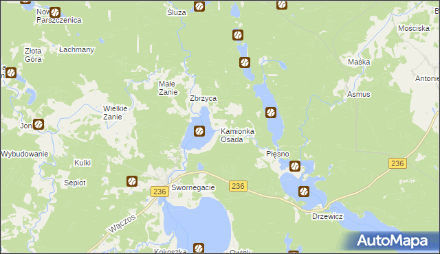 mapa Kamionka Osada, Kamionka Osada na mapie Targeo