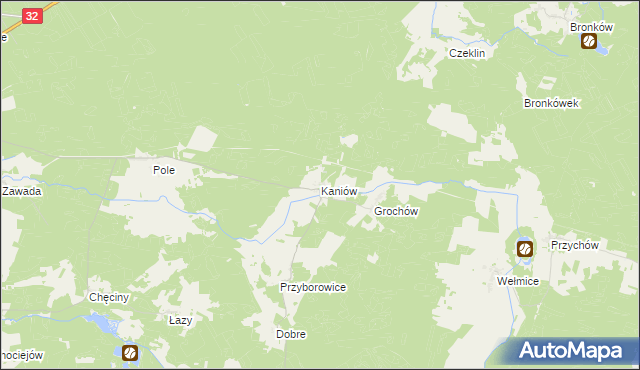 mapa Kaniów gmina Gubin, Kaniów gmina Gubin na mapie Targeo