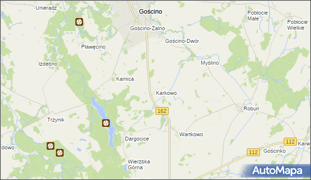 mapa Karkowo gmina Gościno, Karkowo gmina Gościno na mapie Targeo