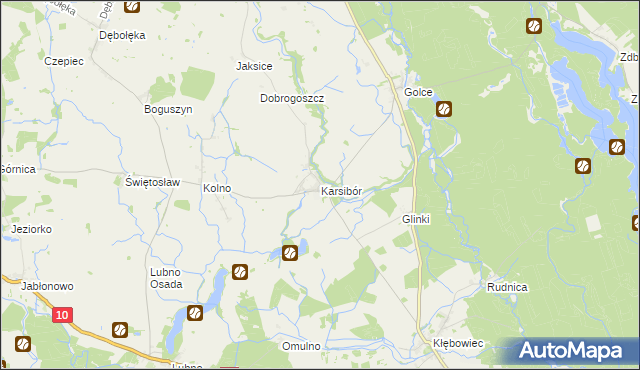 mapa Karsibór gmina Wałcz, Karsibór gmina Wałcz na mapie Targeo