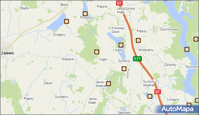 mapa Kątki gmina Zalewo, Kątki gmina Zalewo na mapie Targeo