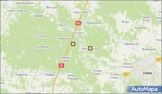 mapa Kąty-Borucza, Kąty-Borucza na mapie Targeo