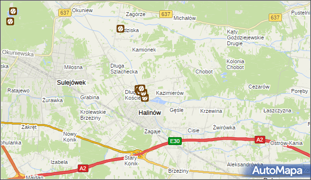 mapa Kazimierów gmina Halinów, Kazimierów gmina Halinów na mapie Targeo