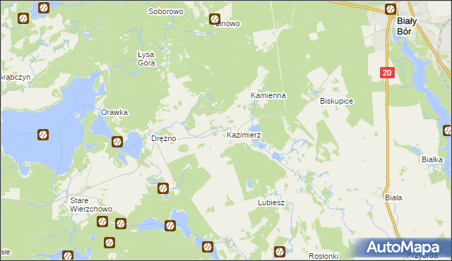 mapa Kazimierz gmina Biały Bór, Kazimierz gmina Biały Bór na mapie Targeo