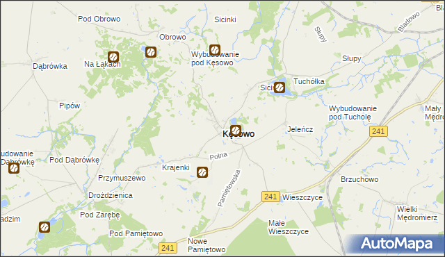 mapa Kęsowo, Kęsowo na mapie Targeo