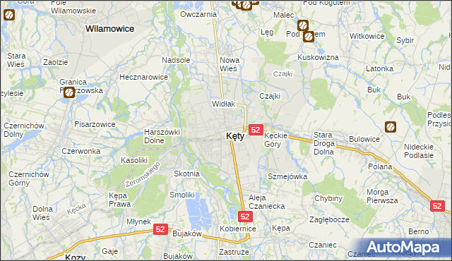 mapa Kęty, Kęty na mapie Targeo