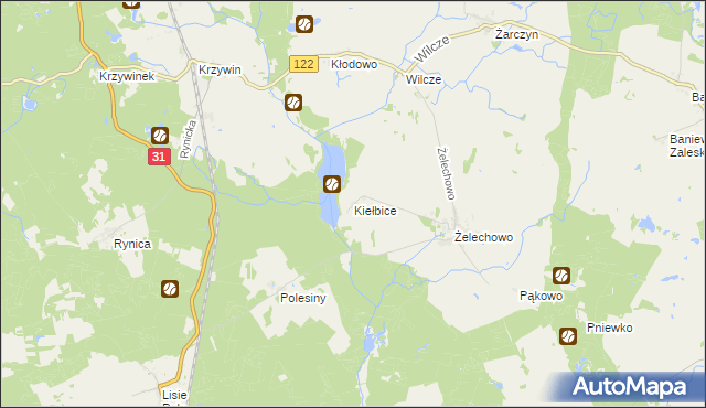 mapa Kiełbice, Kiełbice na mapie Targeo