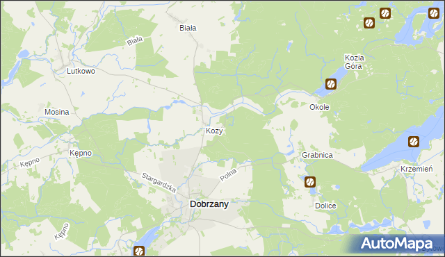 mapa Kielno gmina Dobrzany, Kielno gmina Dobrzany na mapie Targeo