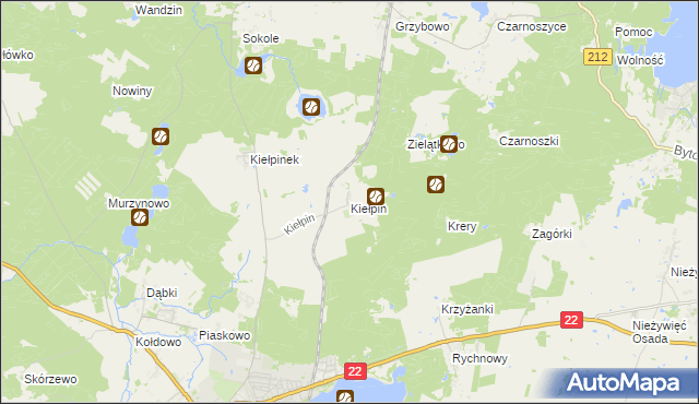 mapa Kiełpin gmina Człuchów, Kiełpin gmina Człuchów na mapie Targeo