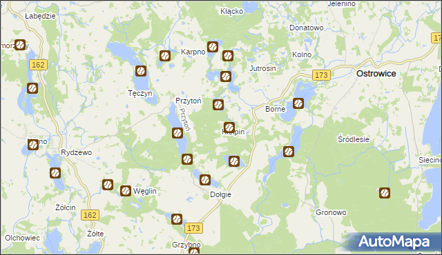 mapa Kiełpin gmina Ostrowice, Kiełpin gmina Ostrowice na mapie Targeo