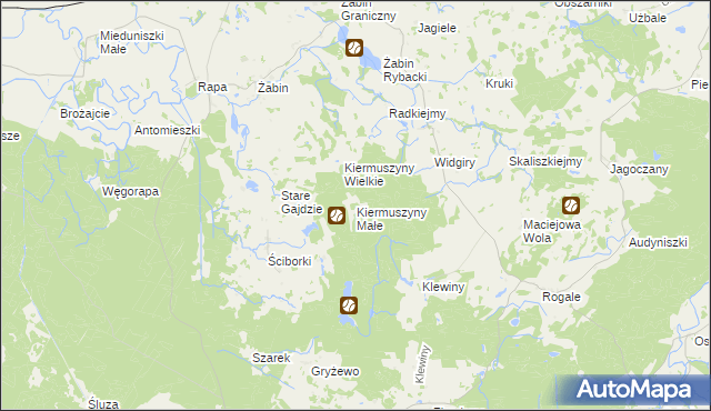 mapa Kiermuszyny Małe, Kiermuszyny Małe na mapie Targeo