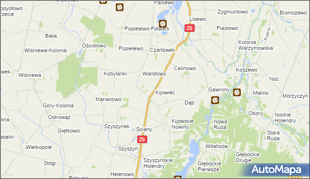 mapa Kijowiec gmina Ślesin, Kijowiec gmina Ślesin na mapie Targeo