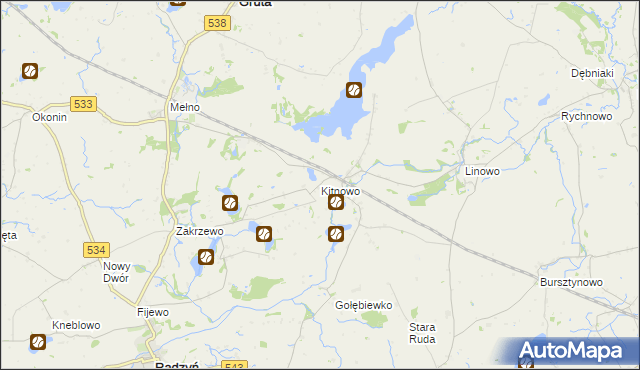 mapa Kitnowo gmina Gruta, Kitnowo gmina Gruta na mapie Targeo