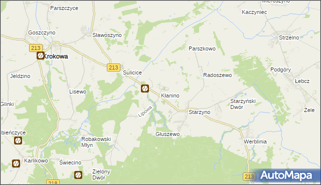 mapa Kłanino gmina Krokowa, Kłanino gmina Krokowa na mapie Targeo