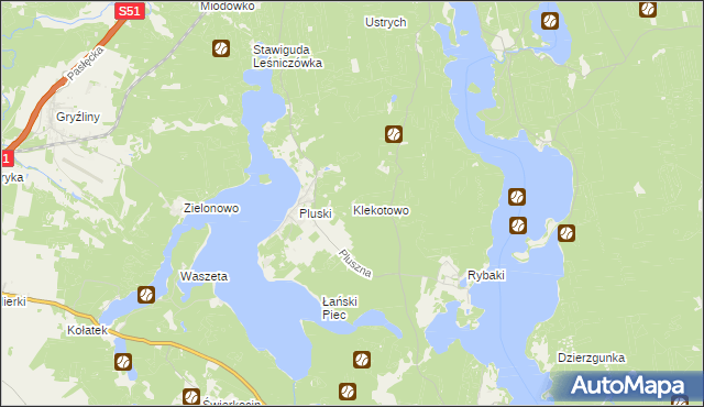 mapa Klekotowo gmina Stawiguda, Klekotowo gmina Stawiguda na mapie Targeo